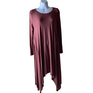 Oddi Dress Womens Small Long Sleeve Round Neck Stretch Assymetrical Midi Casual